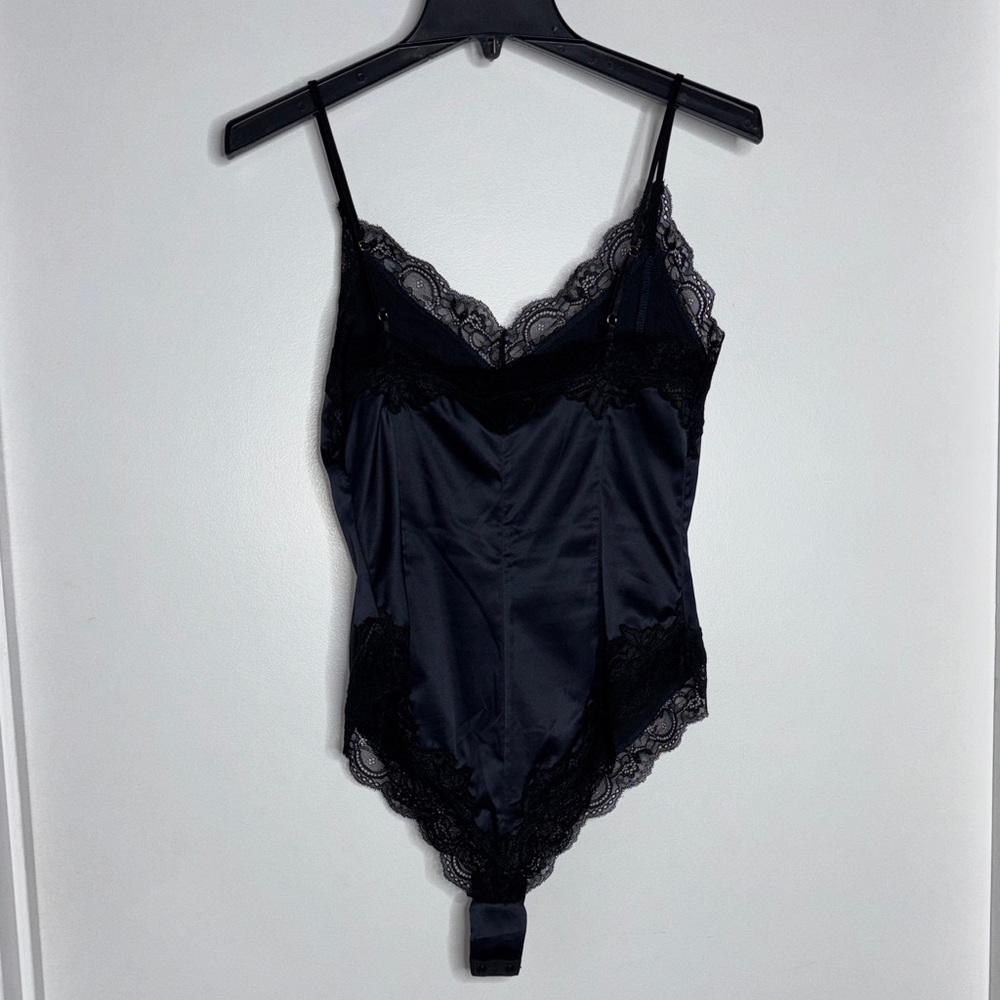Zara Navy Satin and Black Lace Bodysuit - Picture 3 of 3